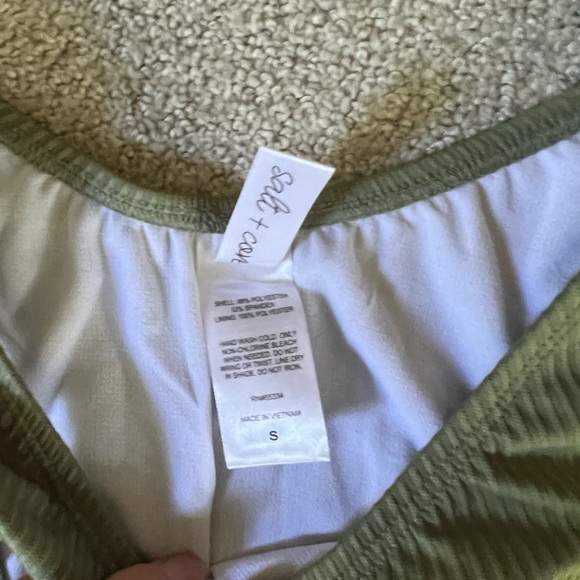 NWT Salt + Cove Tankini and Bottoms Ribbed Olive Green Bathing Suit Size: Small - Picture 6 of 9